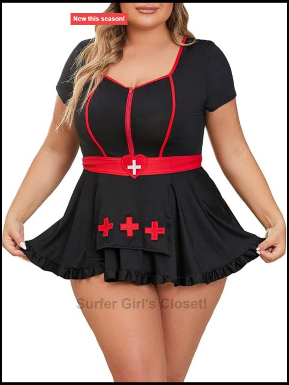 Plus Size Nurse Costume Lingerie Set with Headband